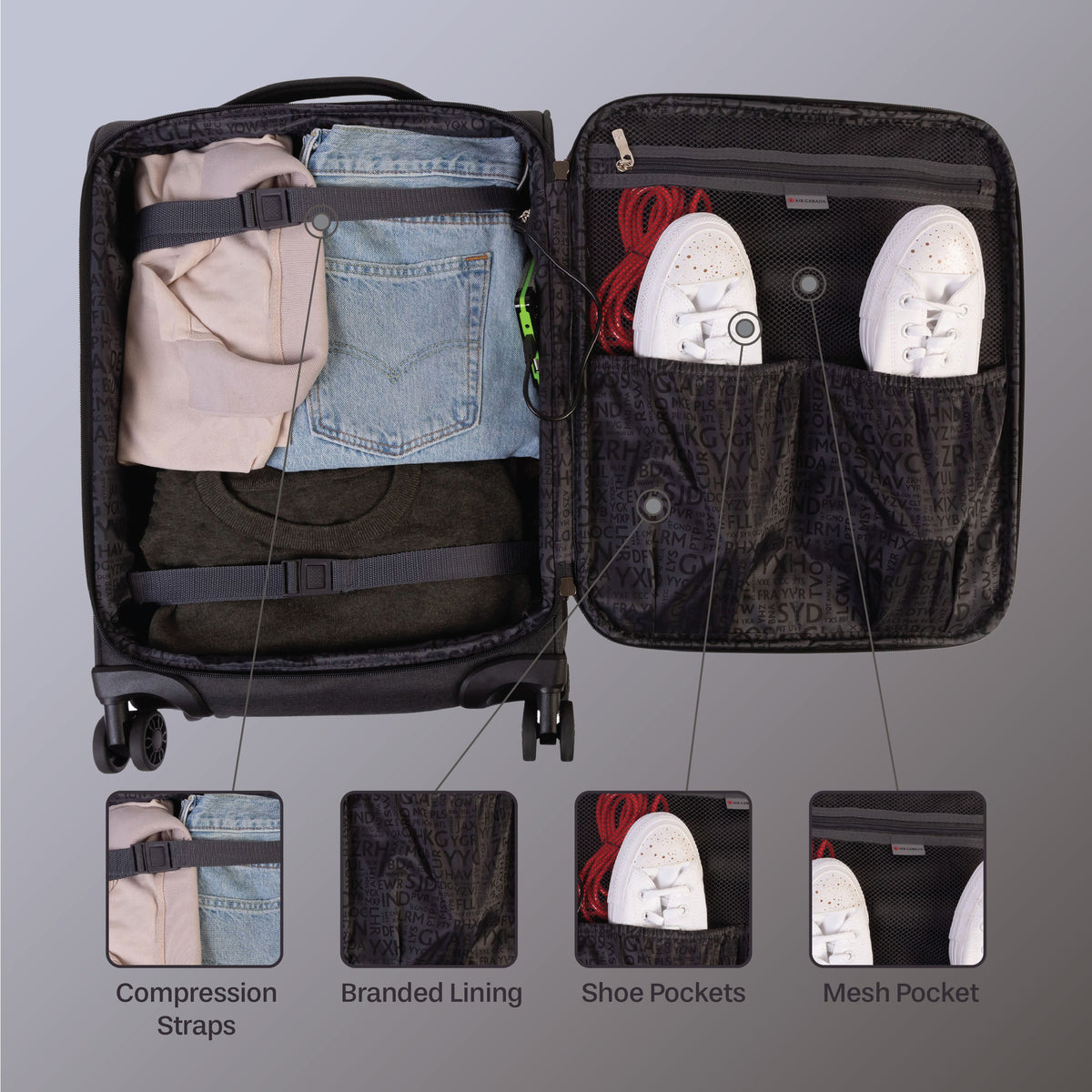 Air Canada Luggage Grey Air Canada Indigo Lite Carry-On Spinner Luggage