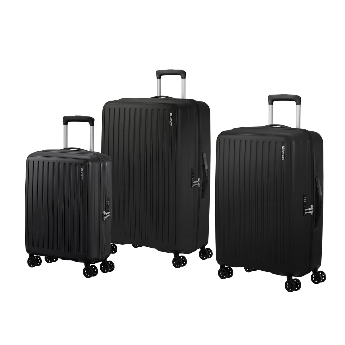 American Tourister Luggage True Black American Tourister Rejoy Spinner Expandable 3-Piece Luggage Set