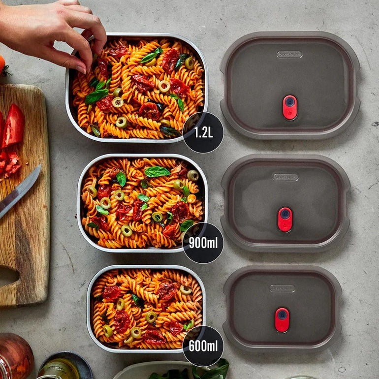Black + Blum Travel Accessories Grey/Red Black + Blum Steel Food Box - Medium