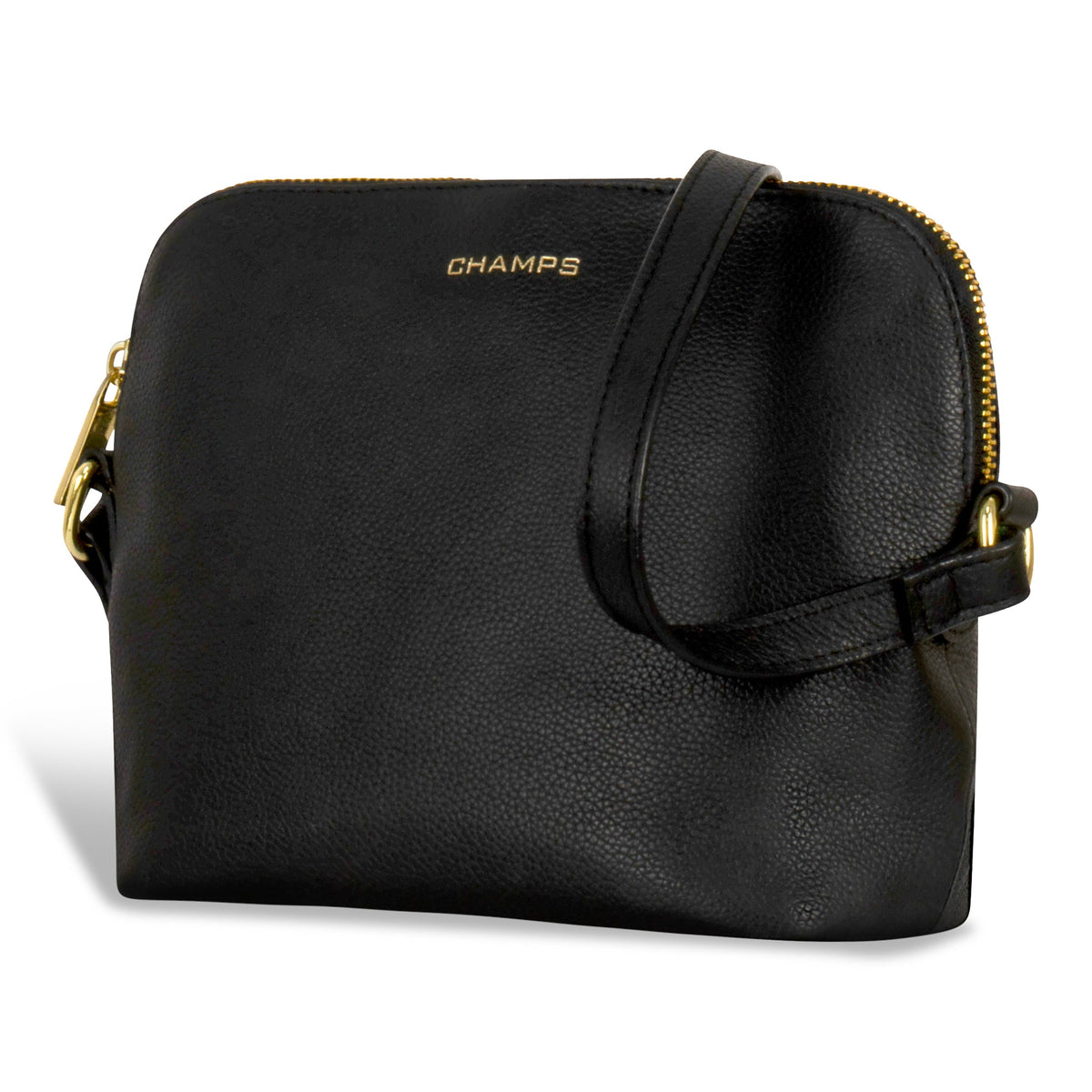 Champs Handbags Black Champs Gala Leather Top-Zip Shoulder Bag