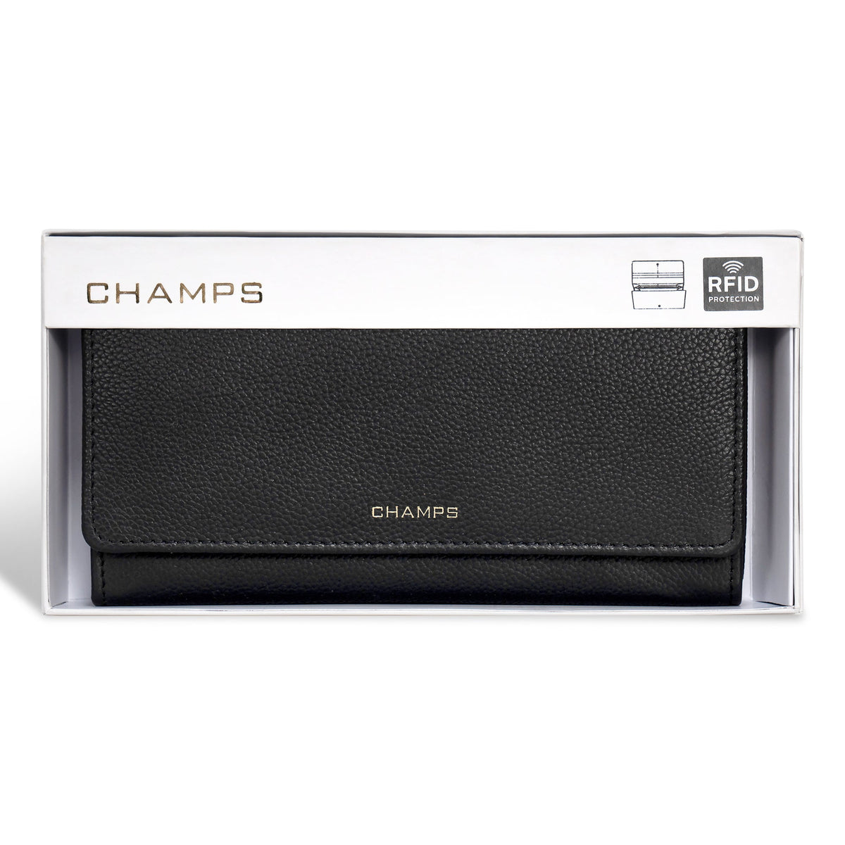 Champs Wallets Black Champs Gala Leather Flap-Clutch Wallet