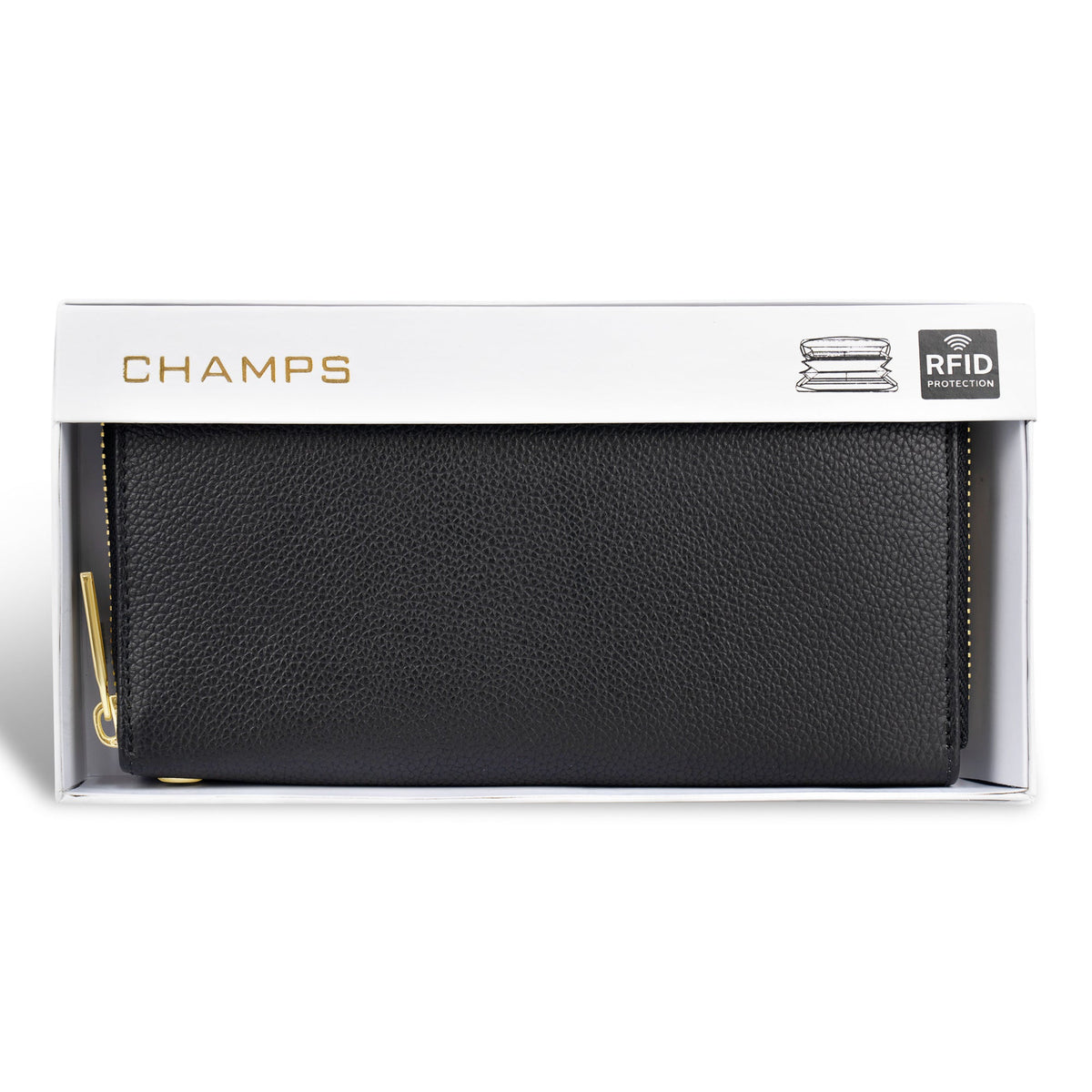 Champs Wallets Black Champs Gala Leather Zip-Clutch Wallet