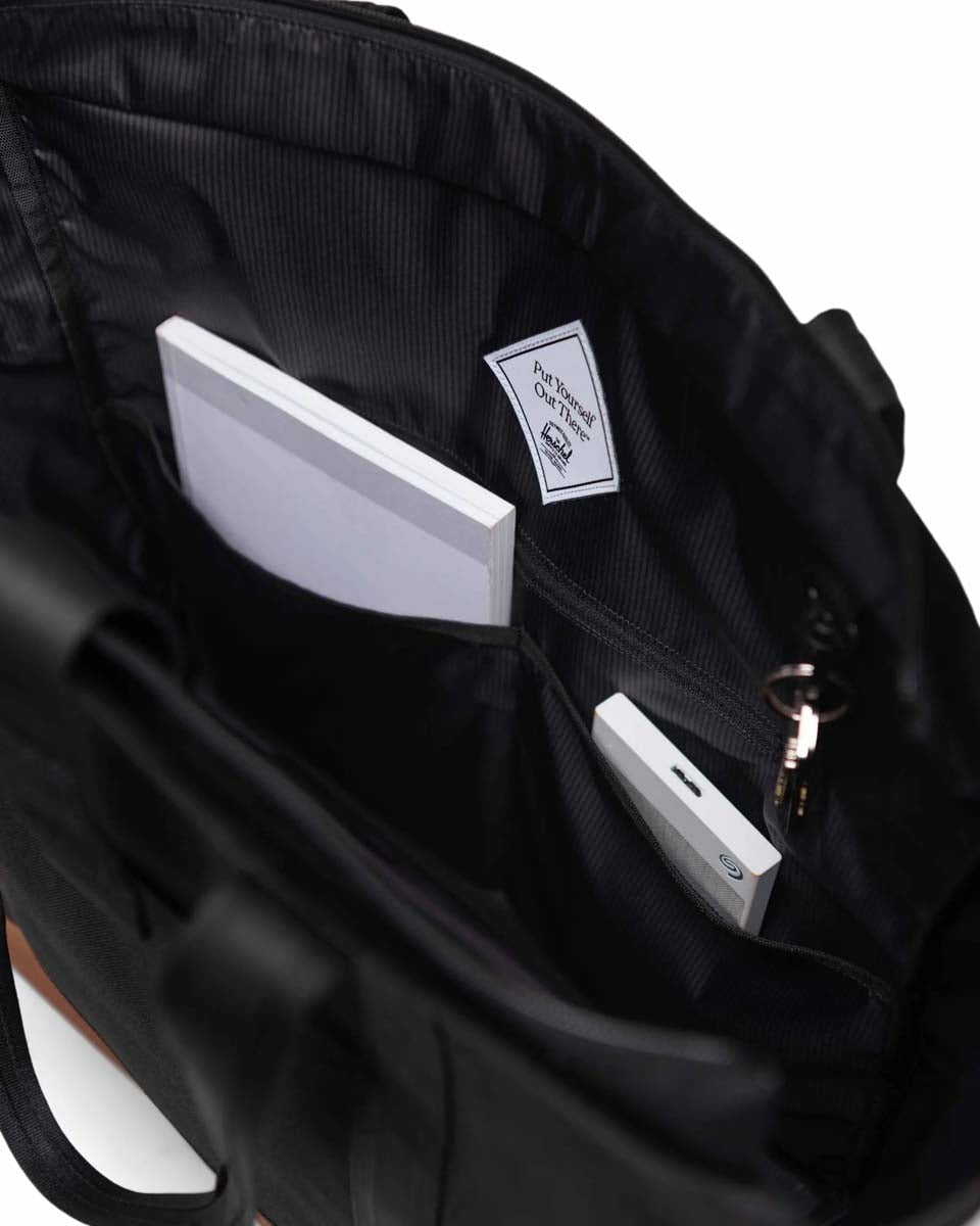 Herschel Tote Bag Black/Saddle Brown Herschel Heritage Tote - Black/Saddle Brown
