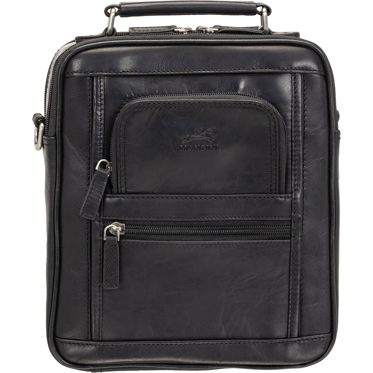 Mancini Bags Black Mancini Buffalo Double Compartment Unisex Bag