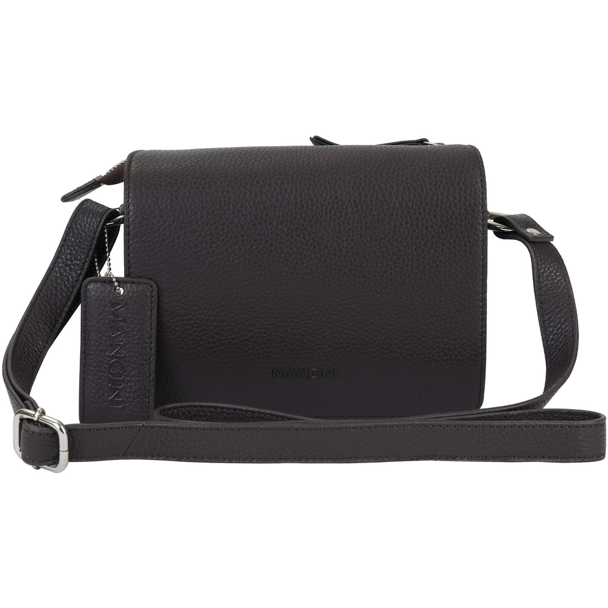 Mancini Cross-Body Bag Brown Mancini Pebbled Connie Small Crossbody Handbag