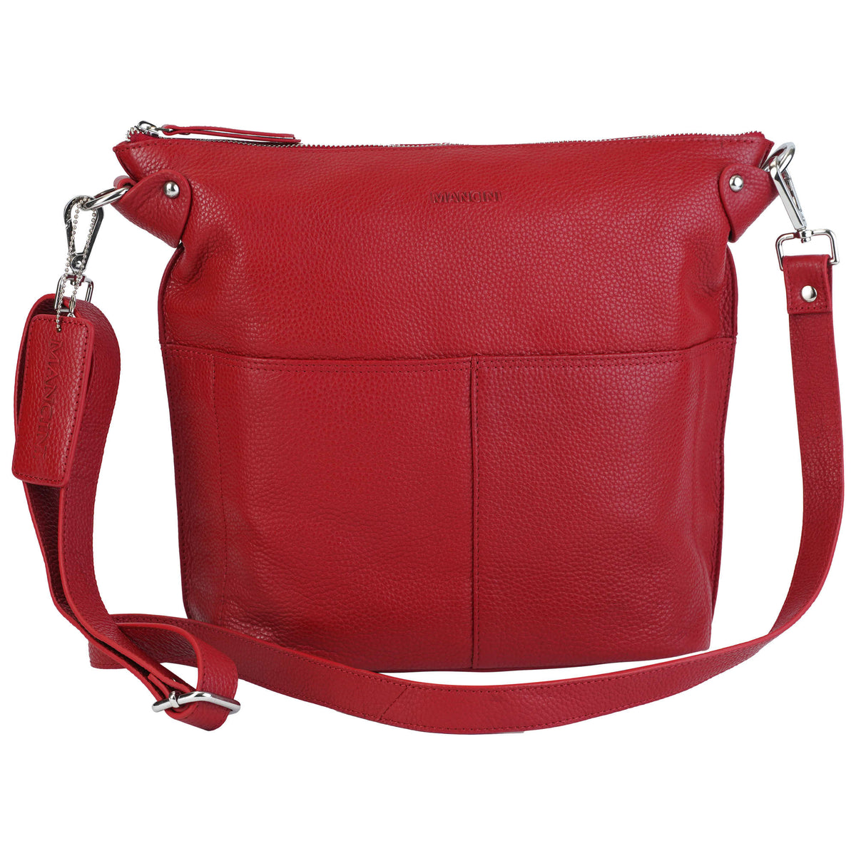 Mancini Cross-Body Bag Red Mancini Pebbled Susan Crossbody Hobo