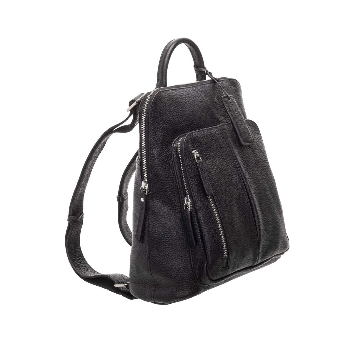 Mancini Handbags Black Mancini Pebbled Brigette Leather Backpack