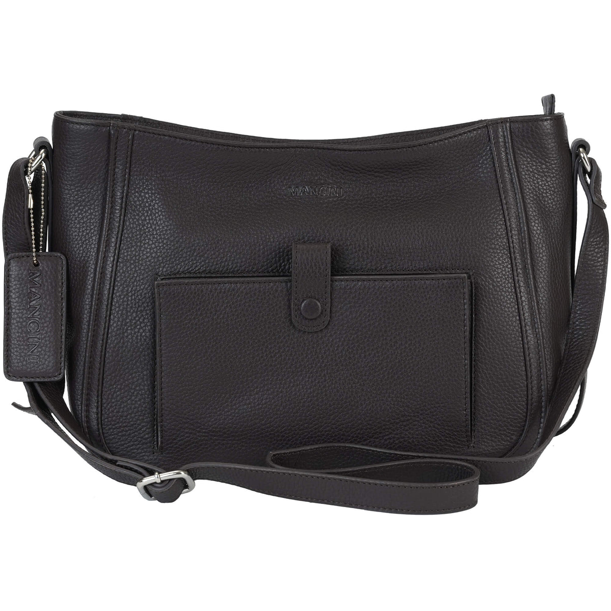 Mancini Handbags Brown Mancini Pebbled Sophia Leather Crossbody Bag
