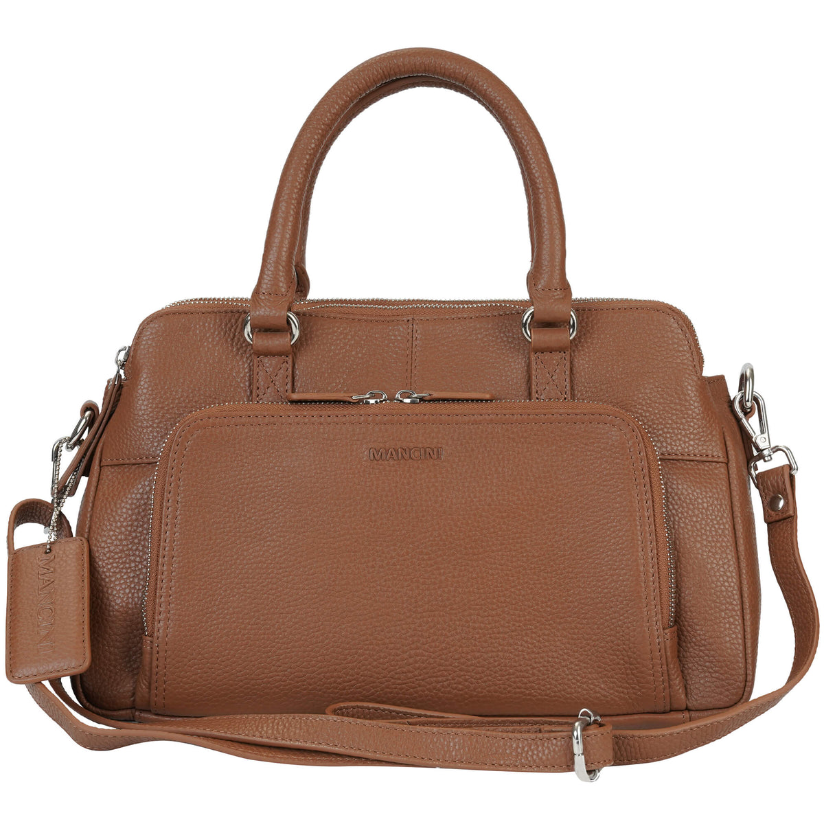 Mancini Handbags Camel Mancini Pebbled Jennifer Leather Satchel Bag