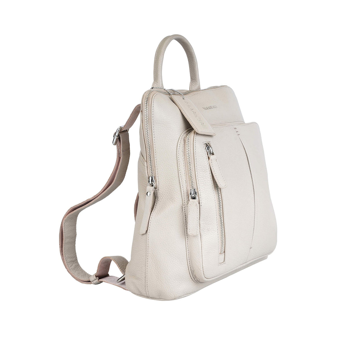 Mancini Handbags Taupe Mancini Pebbled Brigette Leather Backpack