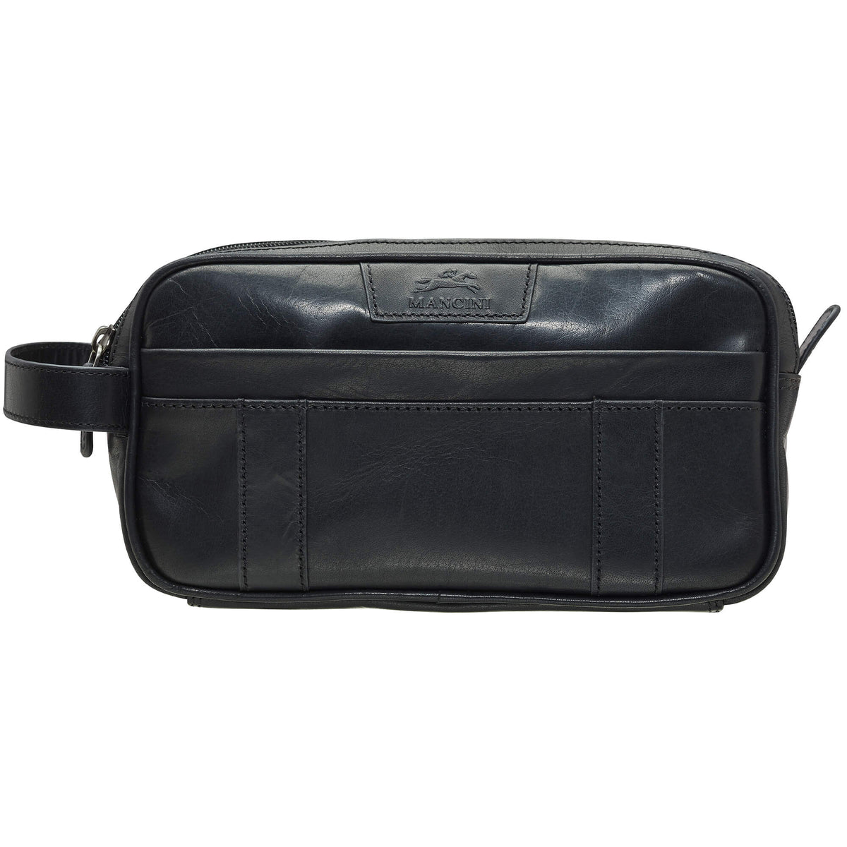 Mancini Travel Accessories Black Mancini Buffalo Dual Top Zipper Toiletry Bag