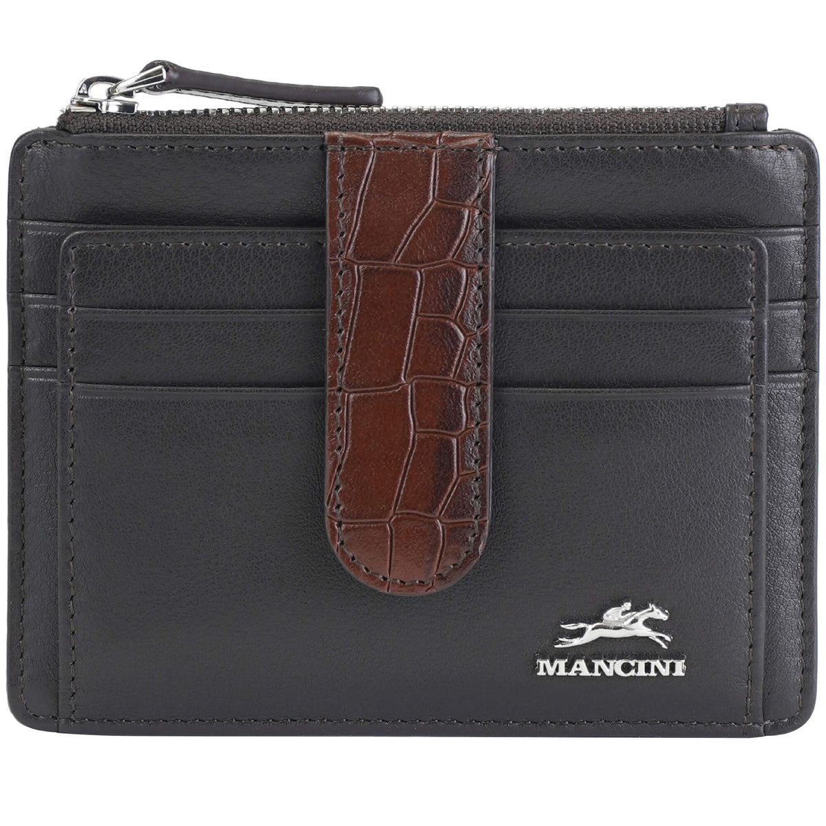 Mancini Wallets Brown Mancini Croco2 Women’s Card Case with Enhanced RFID Protection