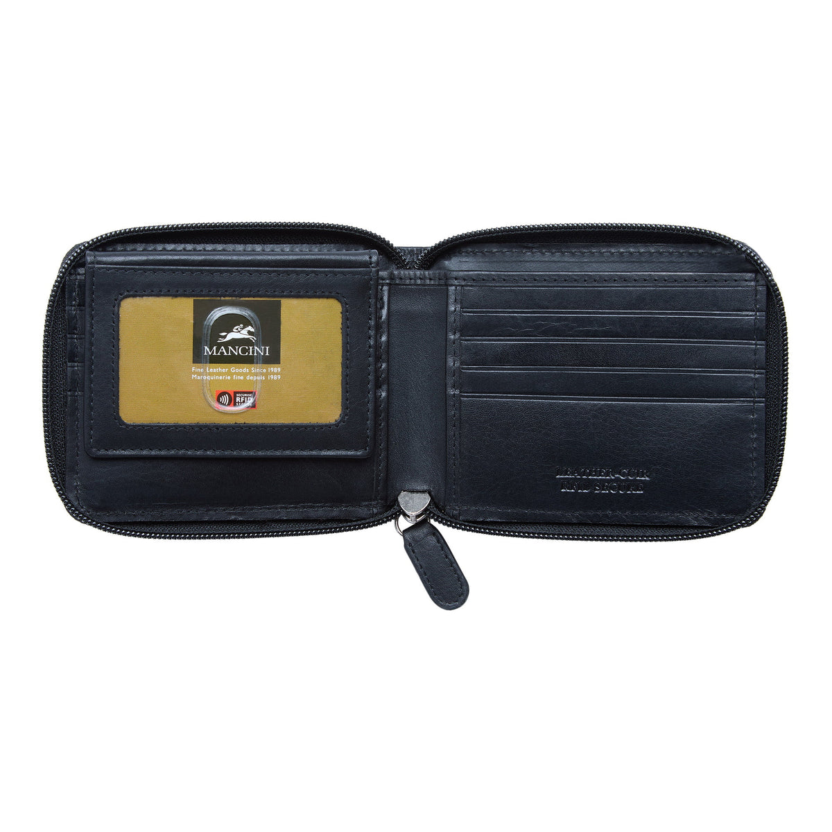 Mancini Wallets Mancini BOULDER Men's RFID Secure Zippered Wallet with Removable Passcase
