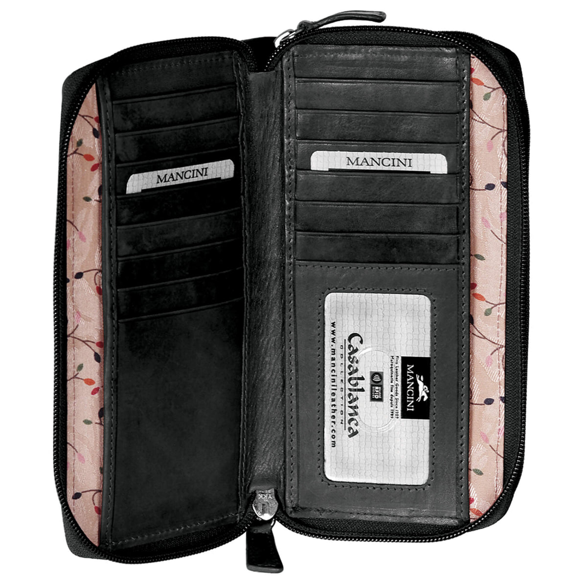 Mancini Wallets Mancini CASABLANCA Collection Ladies’ RFID Secure Double Zipper Wallet