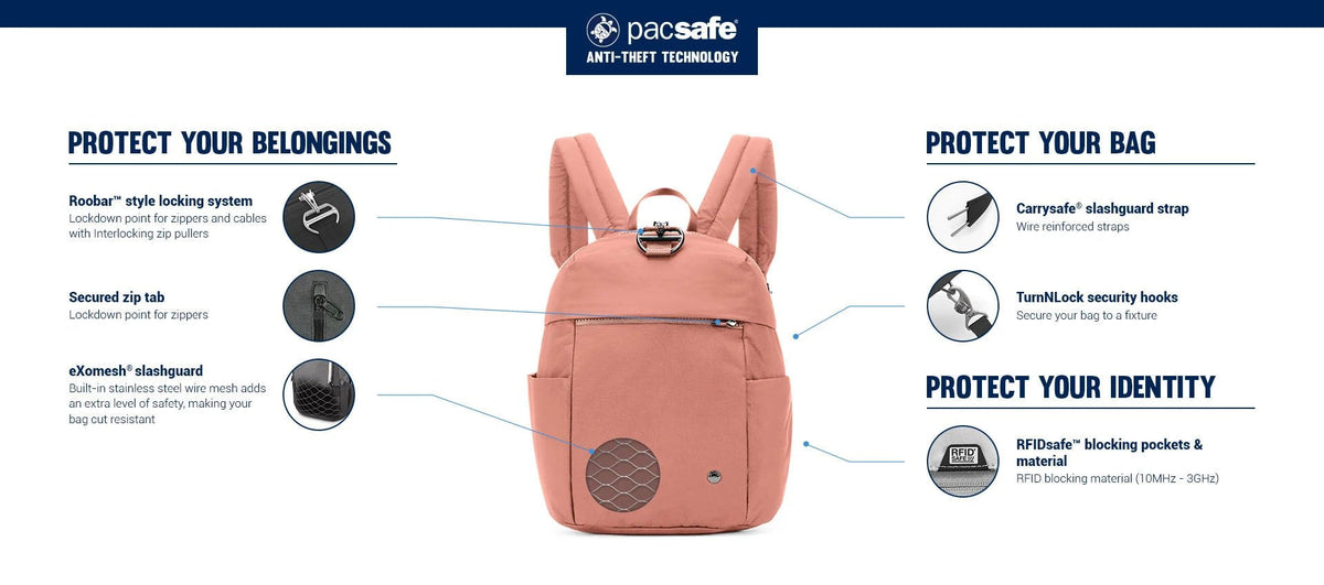 Pacsafe Backpacks Pacsafe Citysafe CX Anti-Theft 8L Backpack Petite