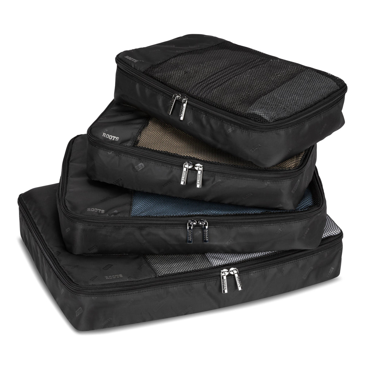 Roots Travel Accessories Black Roots Travel Set of 3 Packing Cubes