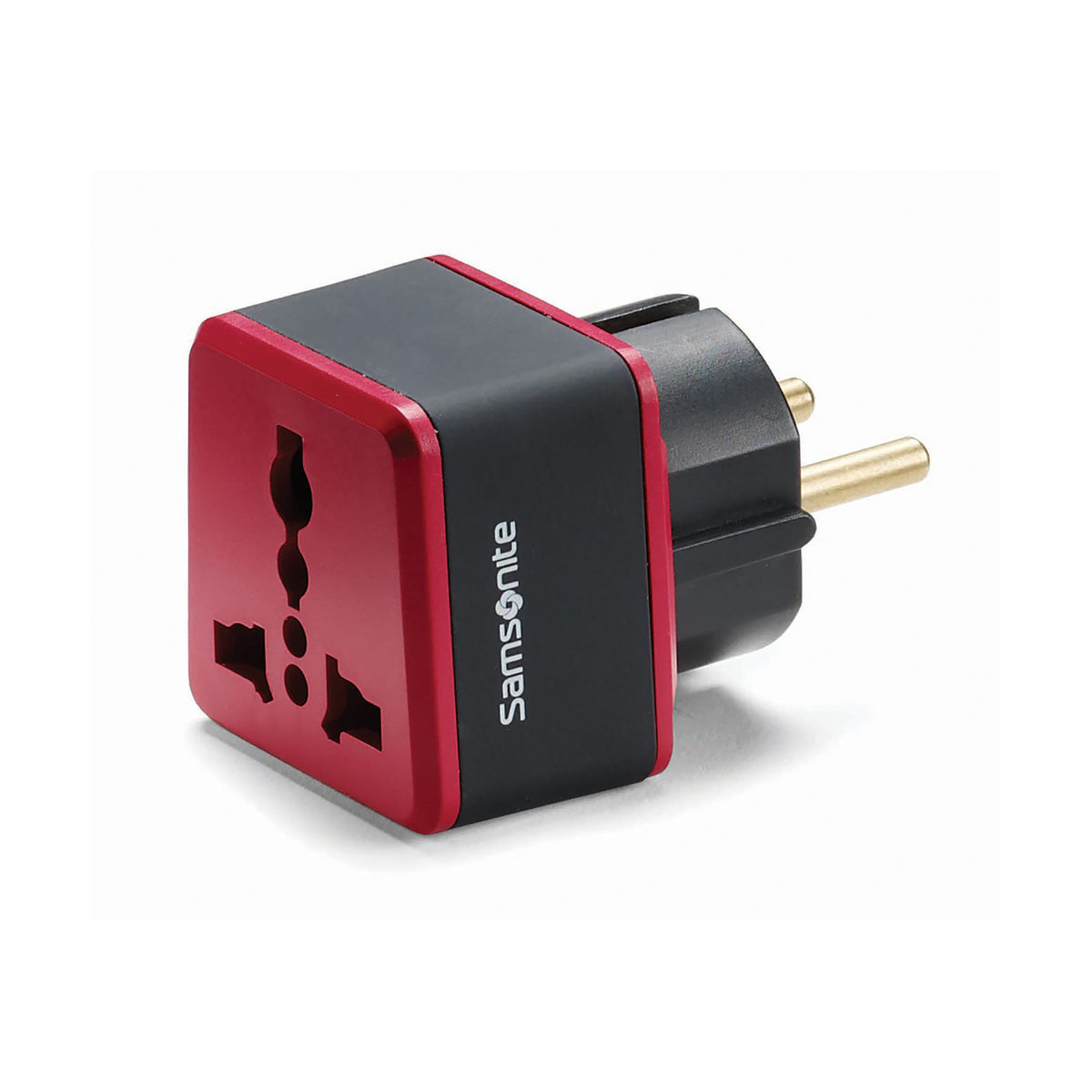 Samsonite Travel Accessories Black/Red Samsonite Grounded Adapter Plug (Europe/Mid East) - Black/Red