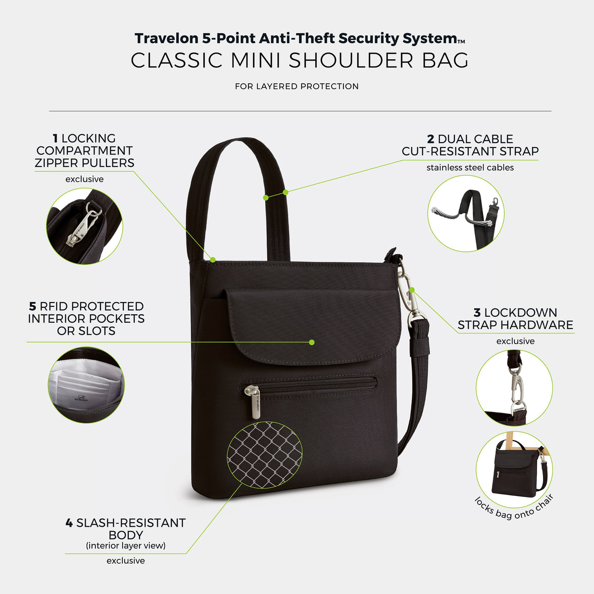 Travelon Cross-Body Bag Travelon Anti-Theft Classic Mini Shoulder Bag
