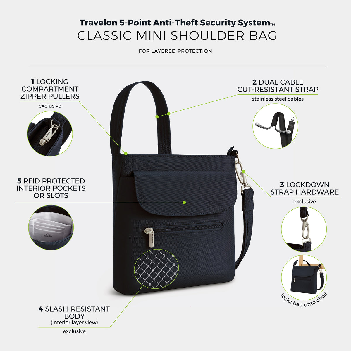 Travelon Cross-Body Bag Travelon Anti-Theft Classic Mini Shoulder Bag