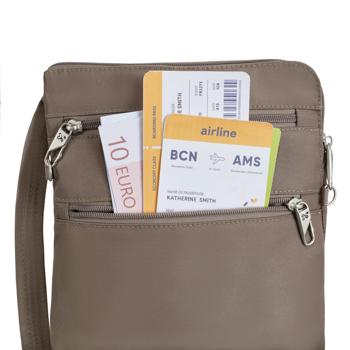 Travelon Cross-Body Bag Travelon Anti-Theft Classic Slim Double Zip Crossbody