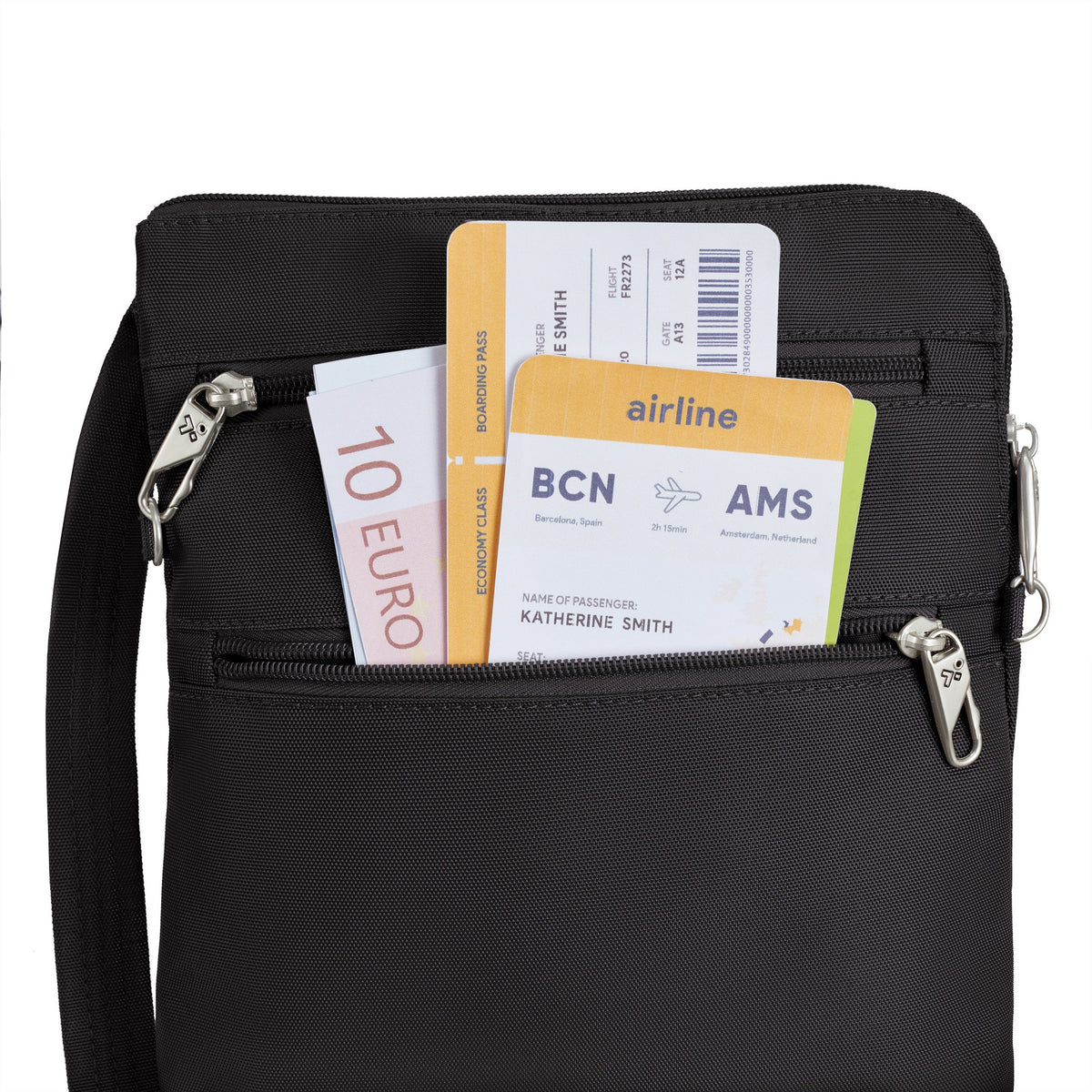 Travelon Cross-Body Bag Travelon Anti-Theft Classic Slim Double Zip Crossbody