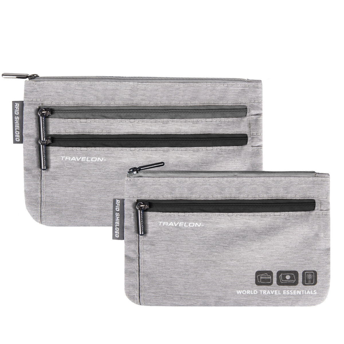 Travelon Passport Case Gray Heather Travelon World Travel Essentials Set of 2 Currency & Passport Organizers