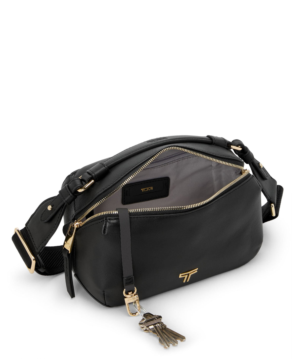 Tumi Cross-Body Bag Black/Light Gold Tumi Voyageur Leather Berlin Crossbody