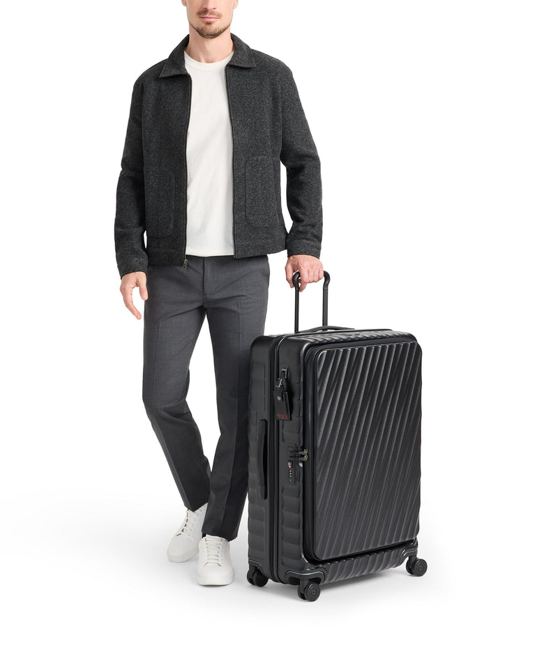 Tumi Luggage Black Textured Tumi 19 Degree Large Front Access Expandable Checked Luggage