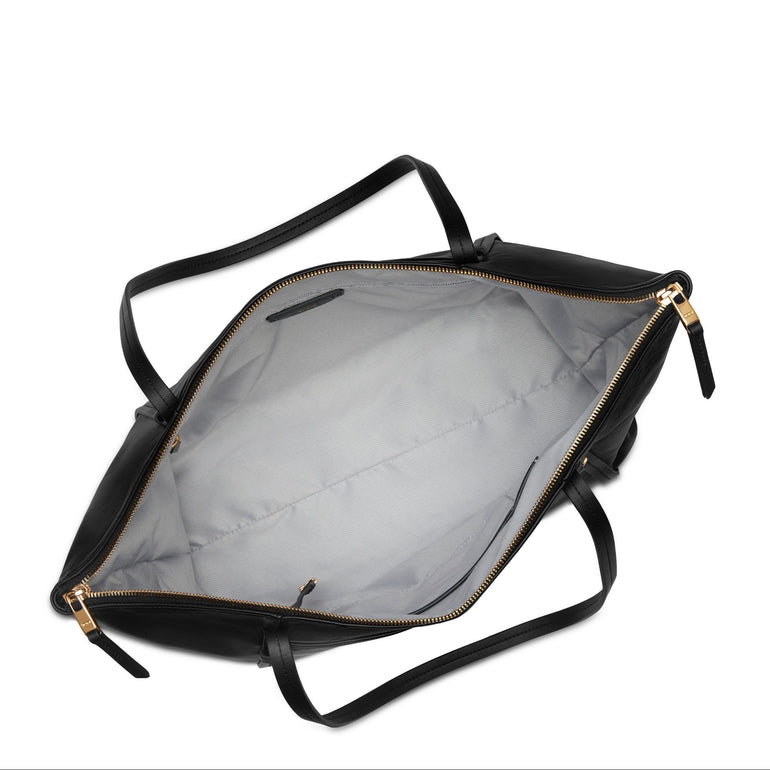 Tumi Tote Bag Black/Light Gold Tumi Voyageur Leather Q Tote