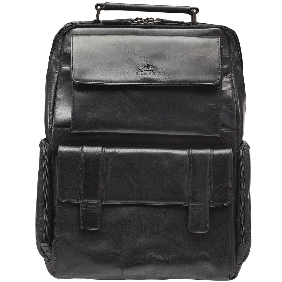 Mancini Backpacks Black Mancini BUFFALO Backpack with RFID Secure Pocket for 15.6” Laptop