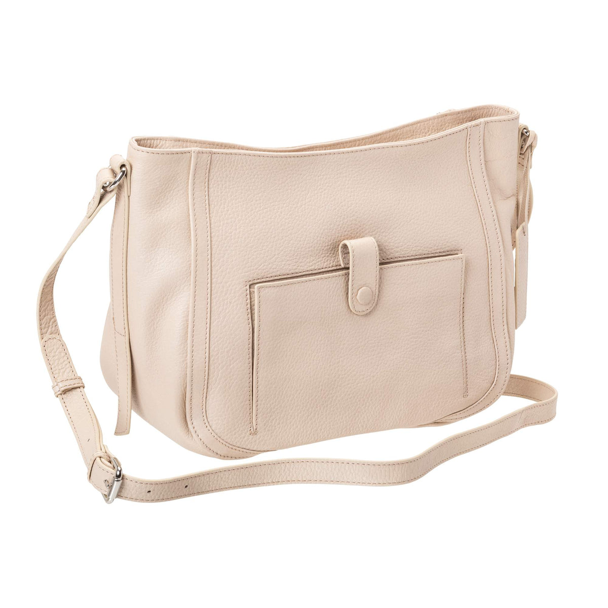 Mancini Handbags Bone Mancini Pebbled Sophia Leather Crossbody Bag