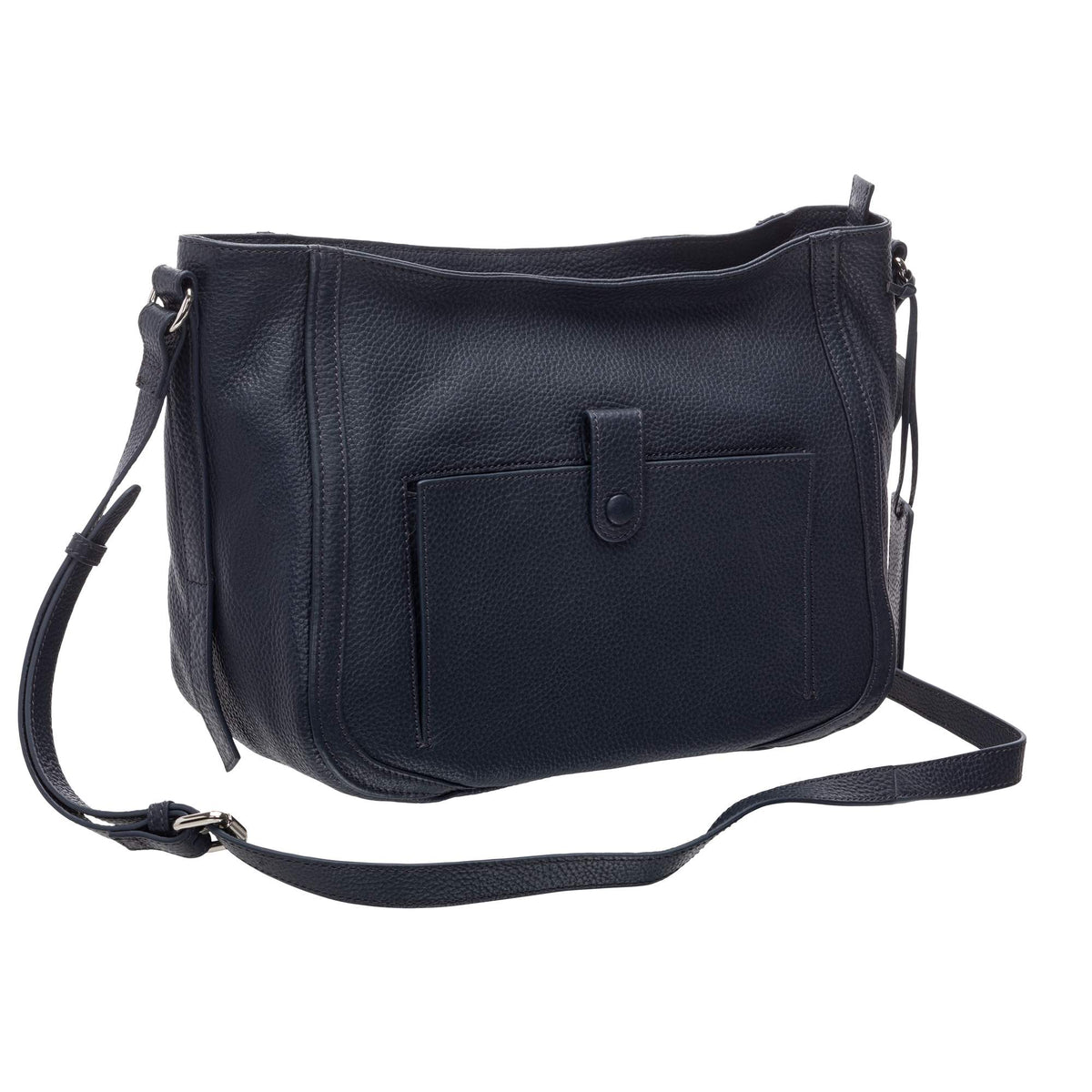 Mancini Handbags Navy Mancini Pebbled Sophia Leather Crossbody Bag