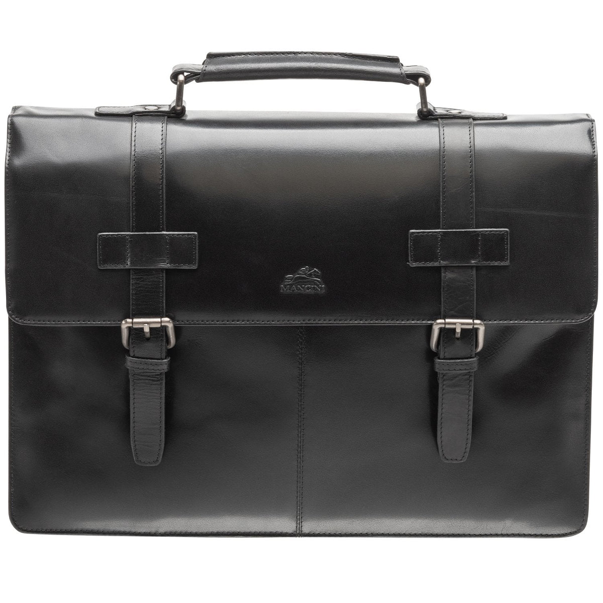 Mancini Laptop Briefcase Black Mancini BUFFALO Double Compartment Briefcase for 15.6” Laptop / Tablet