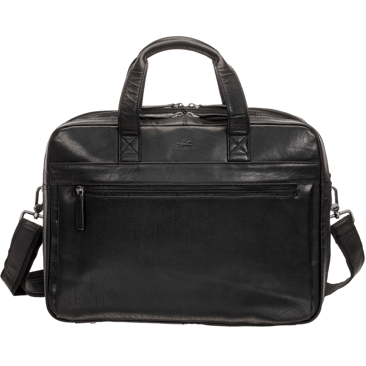 Mancini Laptop Briefcase Black Mancini BUFFALO Double Compartment Briefcase for Laptop and Tablet