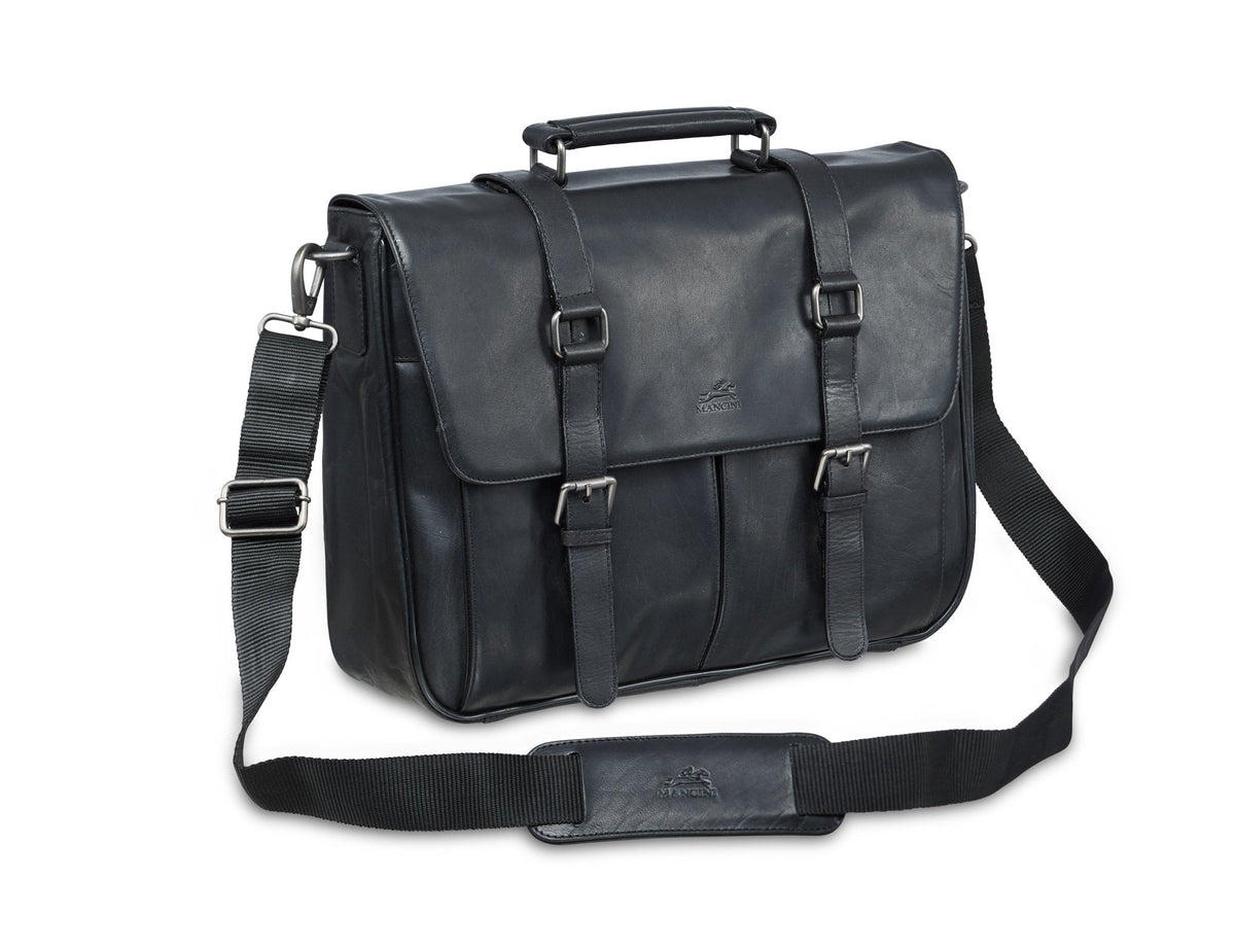 Mancini Laptop Briefcase Mancini BUFFALO Single Compartment Briefcase for 15'' Laptop (RFID Blocking)