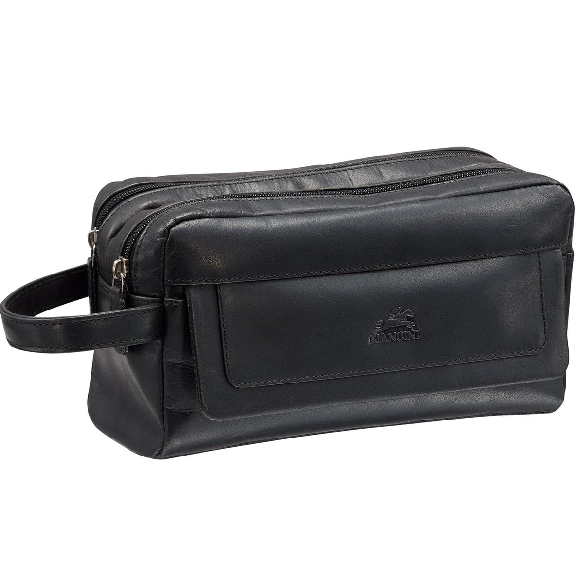 Mancini Toiletry kit Mancini BUFFALO Double Compartment Top Zipper Toiletry Kit