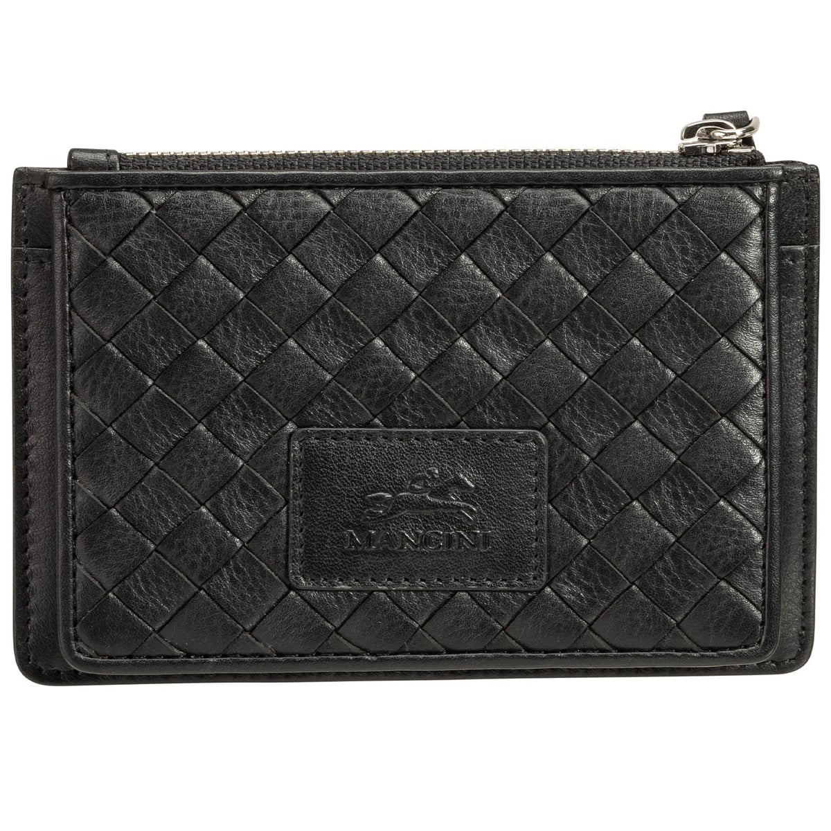 Mancini Wallets Black Mancini BASKET WEAVE RFID Secure Card Case and Coin Pocket