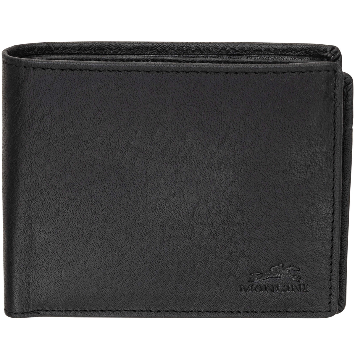 Mancini Wallets Black Mancini BUFFALO RFID Secure Center Wing Wallet with Coin Pocket