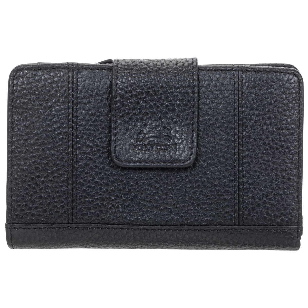 Mancini Wallets Black Mancini Pebbled Ladies’ RFID Medium Clutch Wallet
