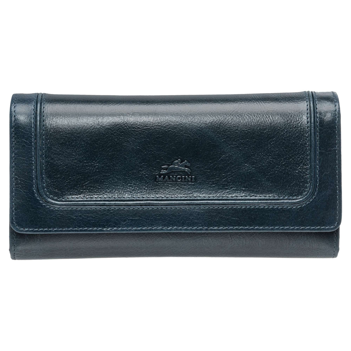 Mancini Wallets Blue Mancini South Beach RFID Secure Quadruple Fold Wallet