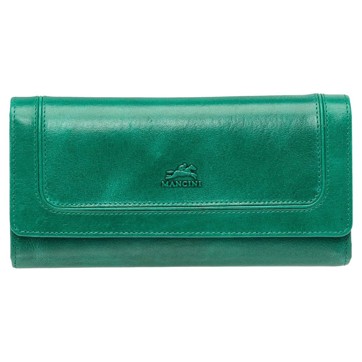 Mancini Wallets Green Mancini South Beach RFID Secure Quadruple Fold Wallet