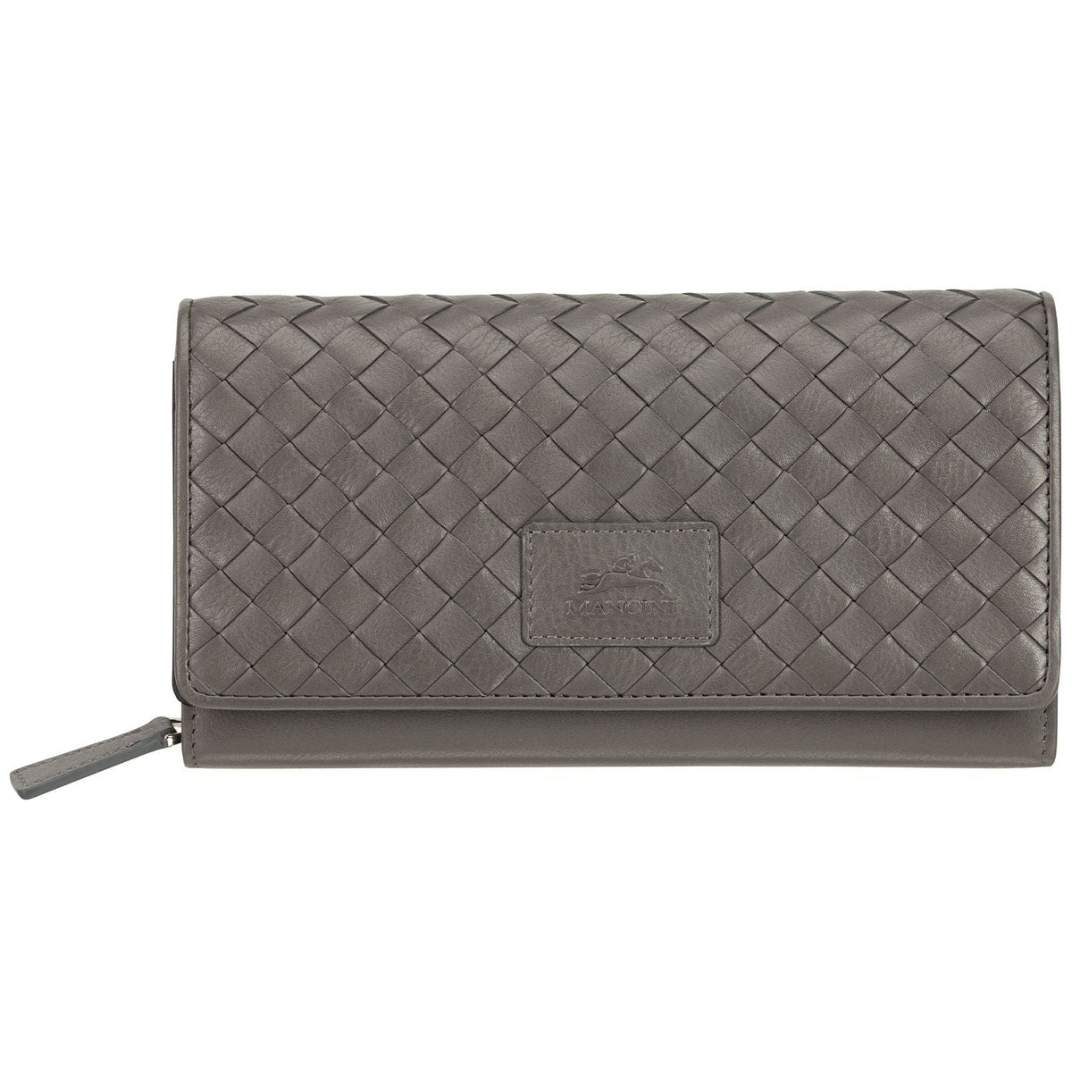 Mancini Wallets Grey Mancini BASKET WEAVE RFID Secure Clutch Wallet