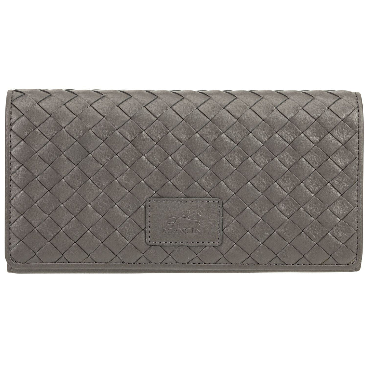 Mancini Wallets Grey Mancini BASKET WEAVE RFID Secure Trifold Wallet