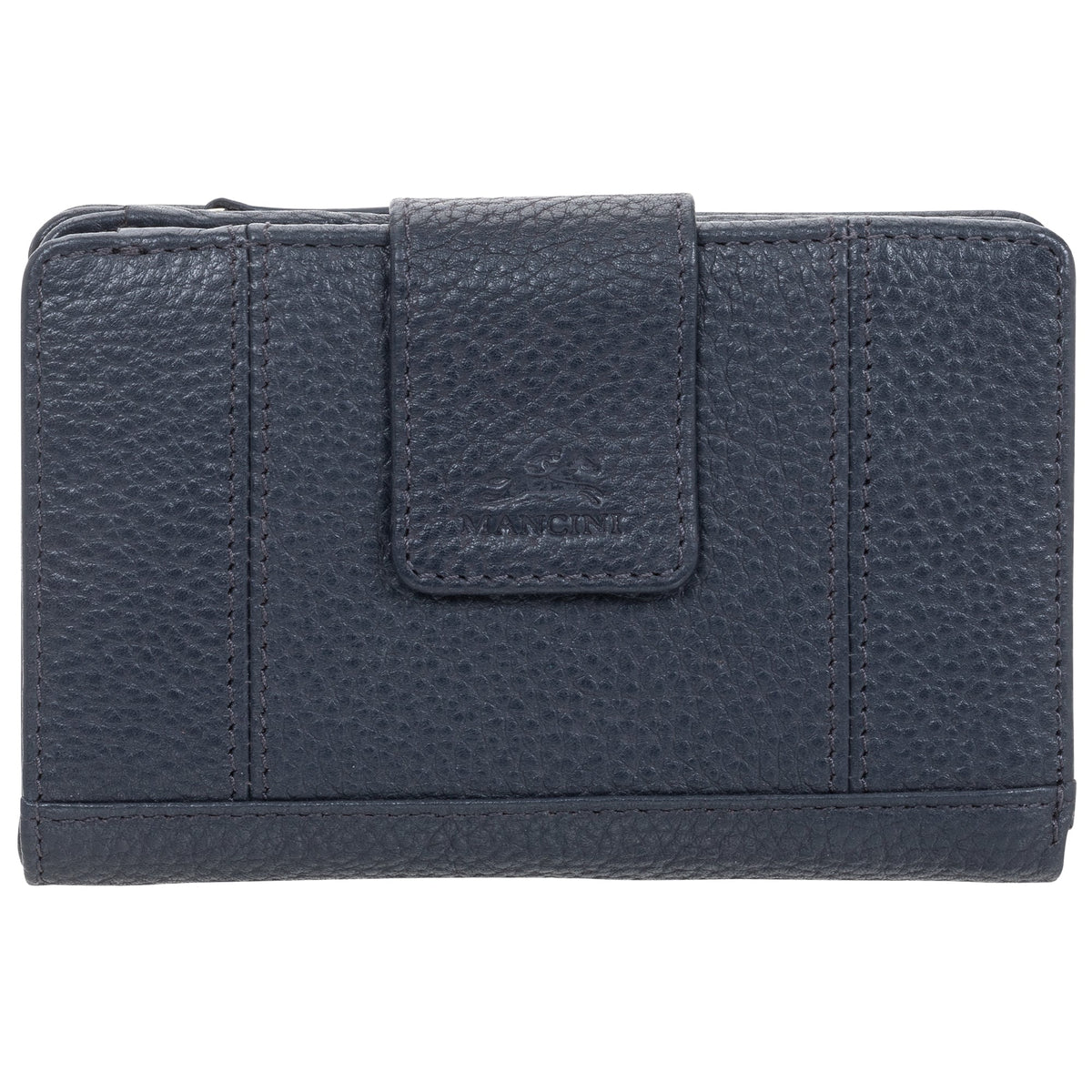 Mancini Wallets Navy Mancini Pebbled Ladies’ RFID Medium Clutch Wallet