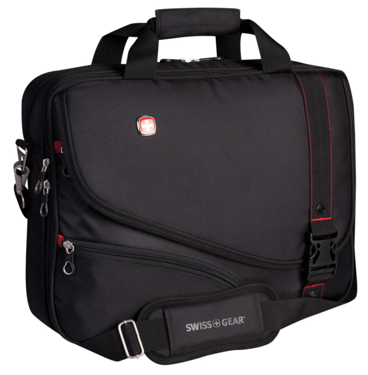 Swiss Gear Briefcases Black Swiss Gear Ballistic Nylon Double Gusset Top Load Portfolio - 15.6 Inches